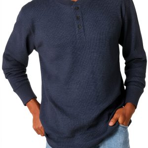 Wrangler Authentics Men's Henley Long Sleeve Fit Waffle Knit Shirt-0