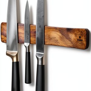 4 YORVOY Magnetic Knife Holder for Wall-16 inches long Kitchen Organizer- No Drilling Knife Magnetic Strip- Compact Utensil Holder- Acacia Wood Knife Rack- Strong Knife Magnet- Easy Installation-0