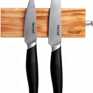 Magnetic Knife Strip by hecef 6" Acacia Wood Holder Space Saving-0