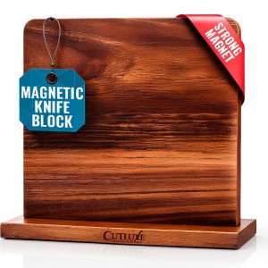 Magnetic Knife Holder Cutluxe Acacia Wood Double Sided Slim Stand-0