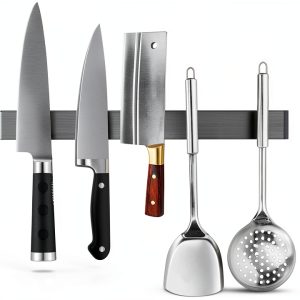 Magnetic Knife Holder QCUNMAG 12 Inch Stainless Steel No-Drill Mount-0