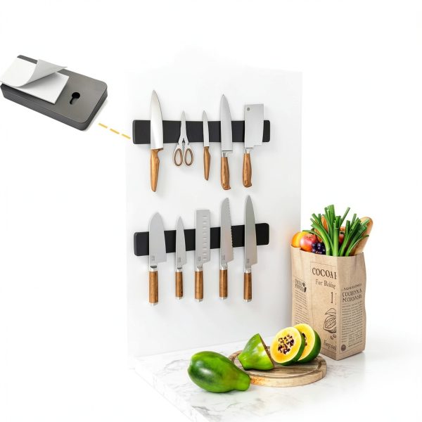 Magnetic Knife Holder MHXW SXPN Acacia Wood 16 Inch Black Wall Mount-5