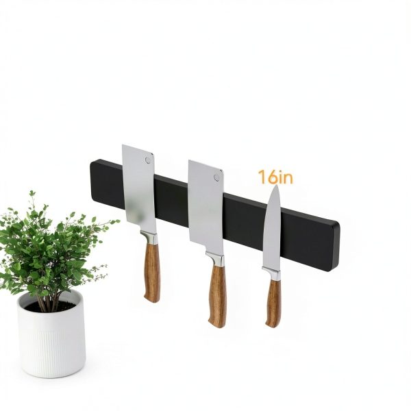 Magnetic Knife Holder MHXW SXPN Acacia Wood 16 Inch Black Wall Mount-2