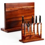 Wooden Magnetic Knife Holder Dual Stand by YelloIris Acacia Wood 12x9-0