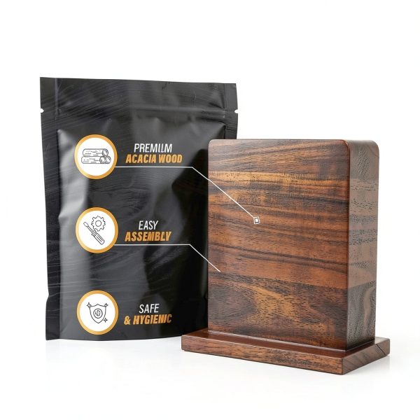 Wooden Magnetic Knife Holder Dual Stand by YelloIris Acacia Wood 12x9-2