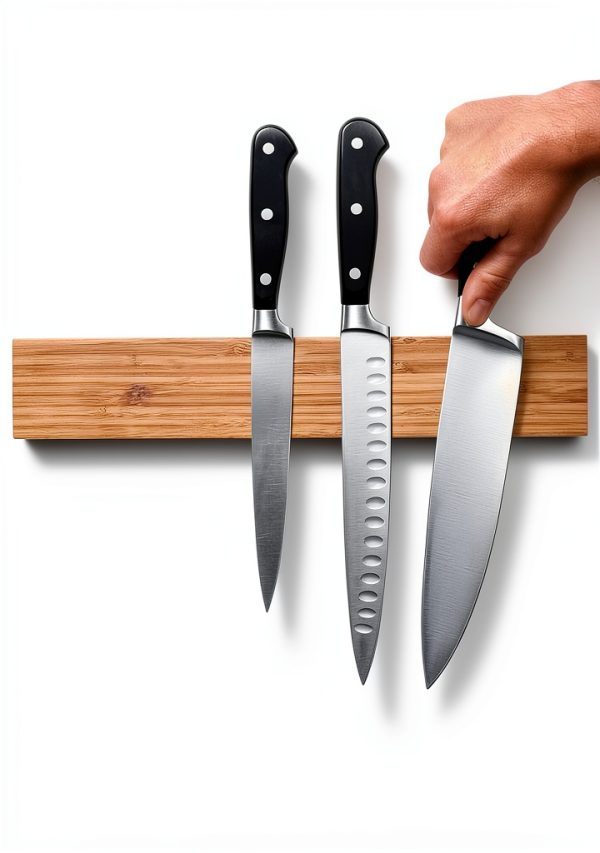 Magnetic Knife Holder LARHN 16″ Bamboo Wall Strip and Magnetic Core-1