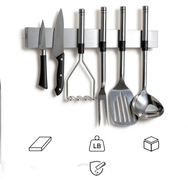 Magnetic Knife Holder HEREOF 10 Inch Wall Mount Stainless Steel Strip-5