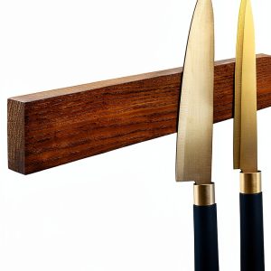 Magnetic Knife Holder HEREOF Wood Strip No-Drill Mount-0