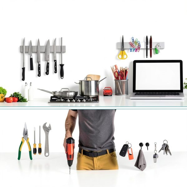 Magnetic Knife Holder HEREOF 10 Inch Wall Mount Stainless Steel Strip-4