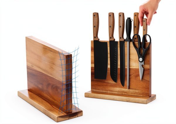 Home Kitchen Magnetic Knife Block Holder Rack Magnetic Stands with Strong Enhanced Magnets Multifunctional Storage Knife Holder-2